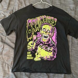 Graphic Tee - Black with Neon Green & Pink Zombie Design